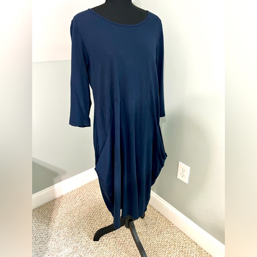 AMICI Navy Blue Midi Dress with pockets size L